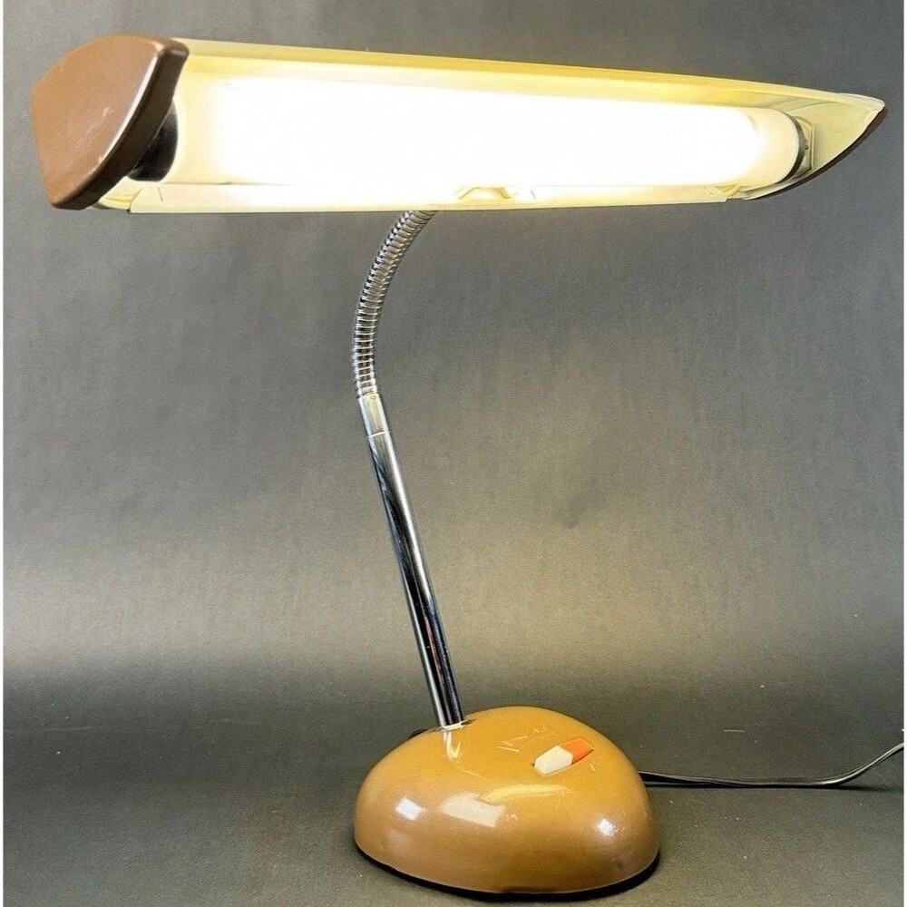 Mobilite Gooseneck Fluorescent Mid -Century Modern Desk Lamp 15" Pushbutton MCM